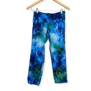 Athleta Abstract Floral Print Colorful Cropped Leggings Size S